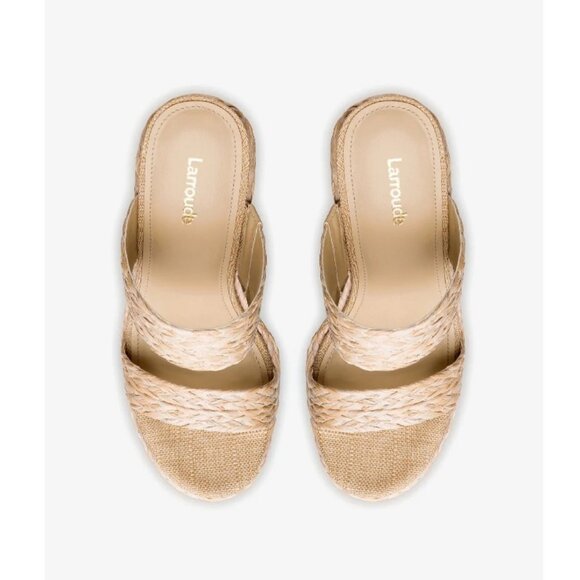 LARROUDE Pamela Wedge Natural Raffia Cushioned Sandal Size 7 (fits a bit wider) - Picture 11 of 11